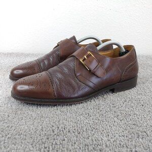 Mezlan Athens Monk Strap Mens Size 6.5 Dress Shoes Brown Leather Cap Toe Spain